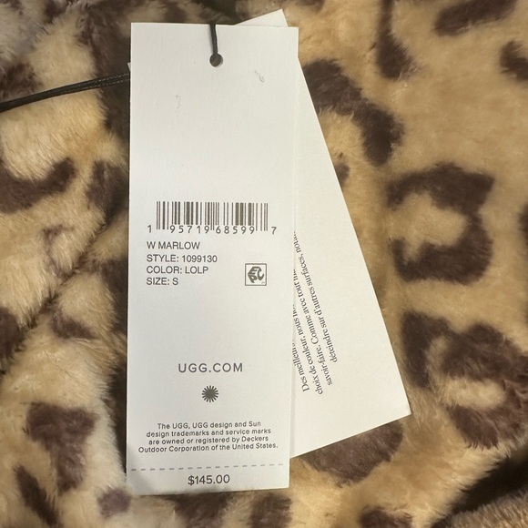 UGG Women’s Marlow Ultra Lux Robe Leopard Bath Lounge Wear Double Face Knit NEW - Picture 4 of 4